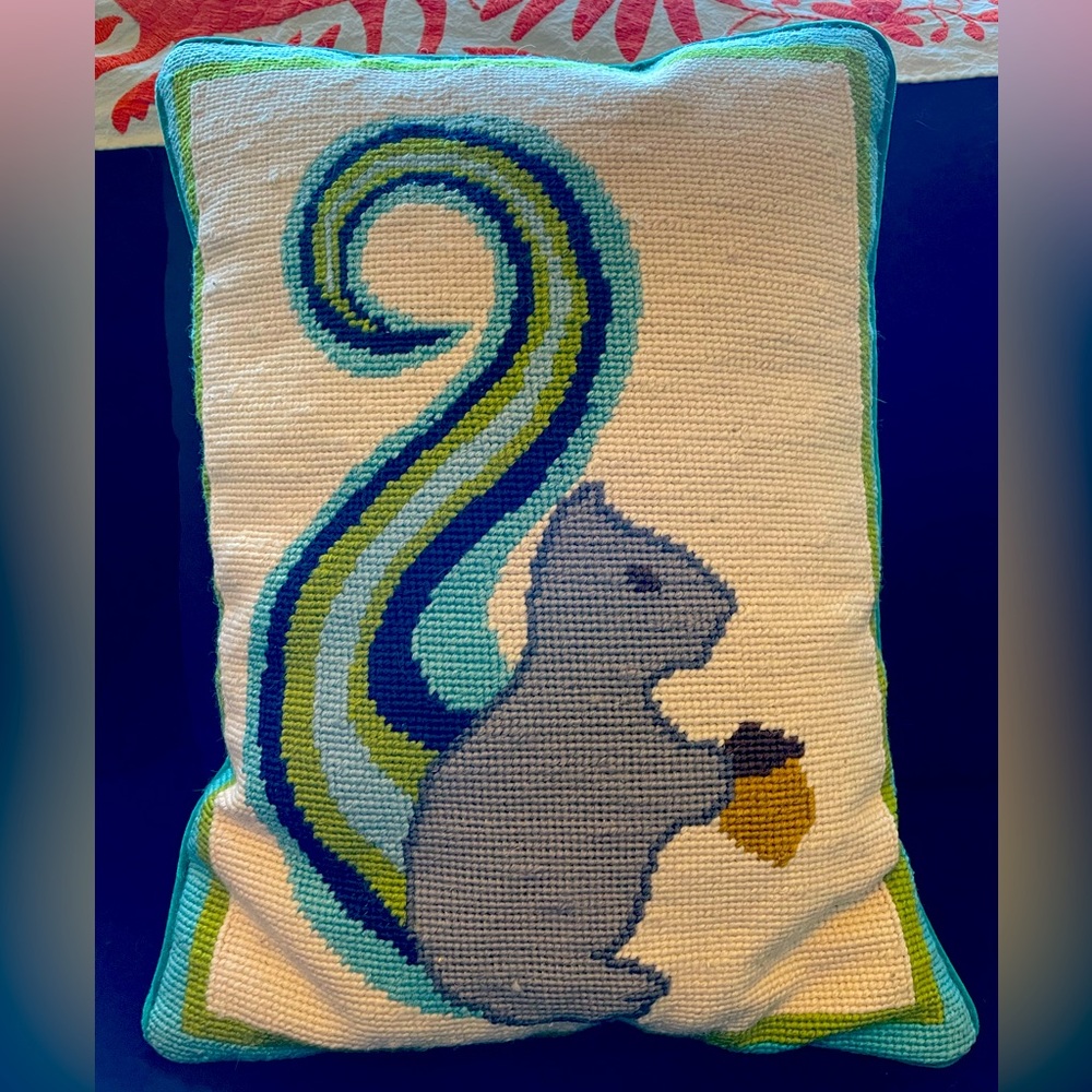 Jonathan Adler Squirrel Needlepoint Pillow